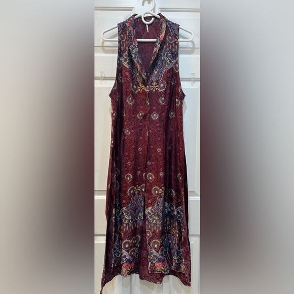 Free People Come See about Me Maxi Vest Boho Hippie Free Spirit Artsy Sz M Flowy - Picture 2 of 12